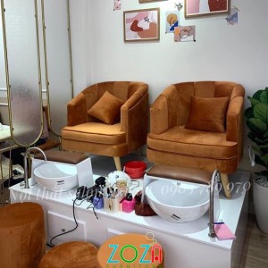 Sét full Ghế Nail Đơn màu vàng nâu